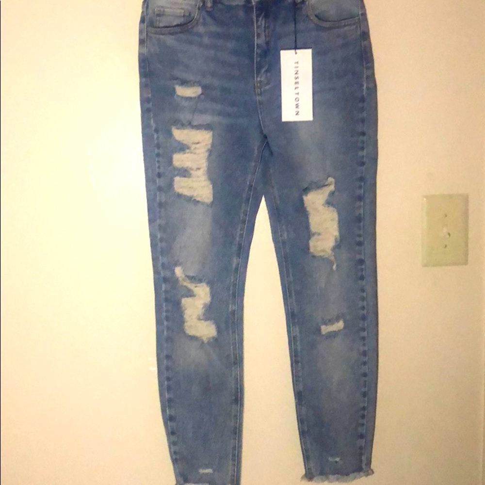 Cut up high rise mom jeans